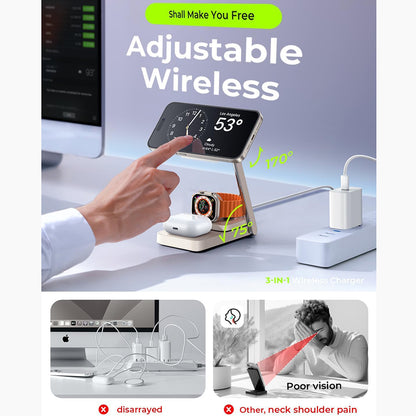 Incarcator Retea Wireless Lisen 3in1, 15W, 1.67A, Alb YL0223110006