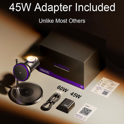 Incarcator Retea Wireless Lisen W120 3in1, 25W, Negru YL0325090022
