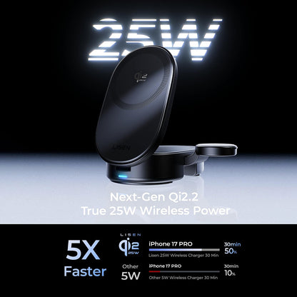 Incarcator Retea Wireless Lisen W121 3in1, 25W, Negru YL0325080017
