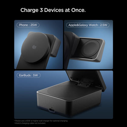 Incarcator Retea Wireless Spigen EF323MQ Essential 3in1, 25W, Negru ACH10398