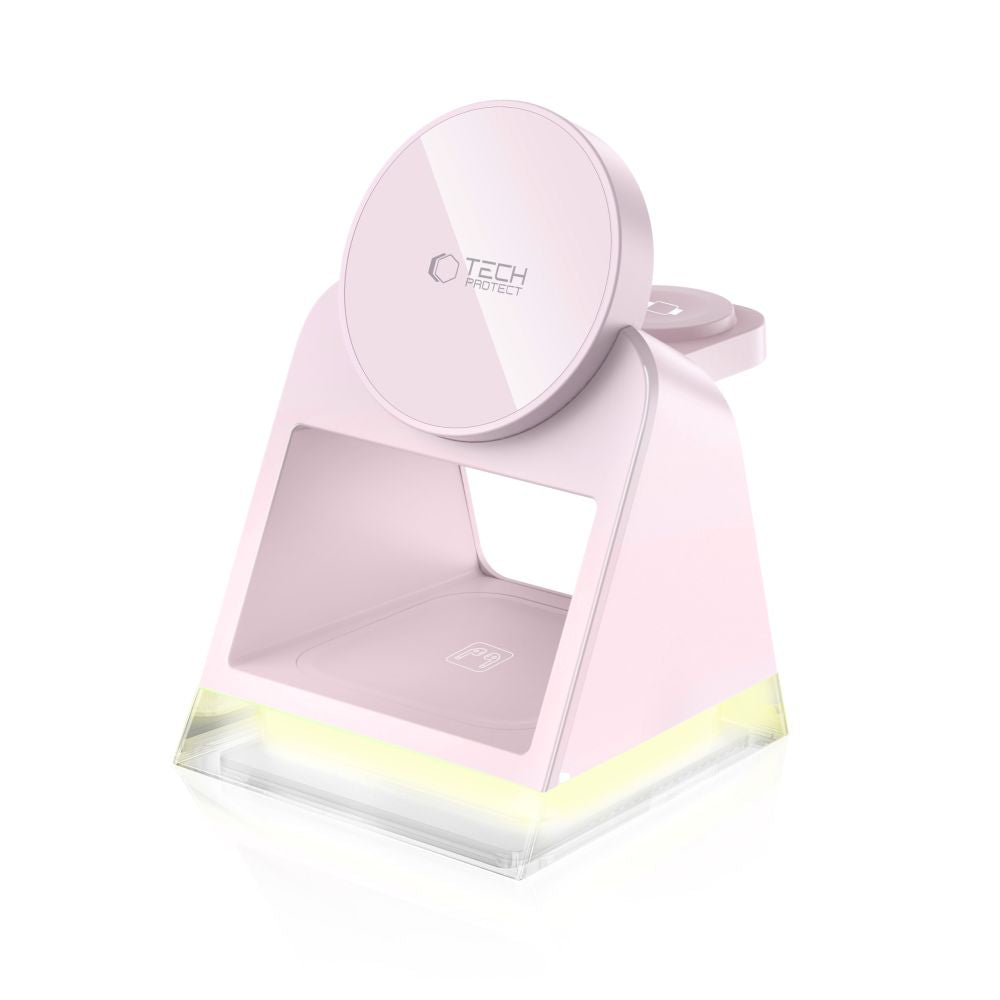 Incarcator Retea Wireless Tech-Protect A43 3in1, 15W, 1.67A, Roz