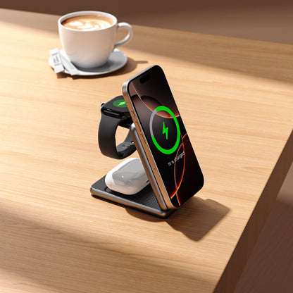 Incarcator Retea Wireless Tech-Protect A42 3in1, 15W, 1.67A, Gri