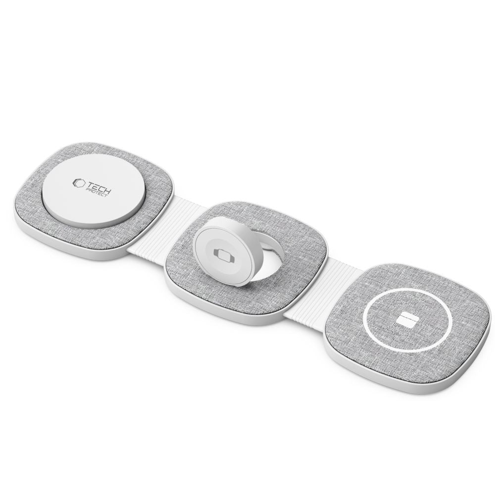 Incarcator Retea Wireless Tech-Protect A32 3in1, 15W, 1.67A, Gri