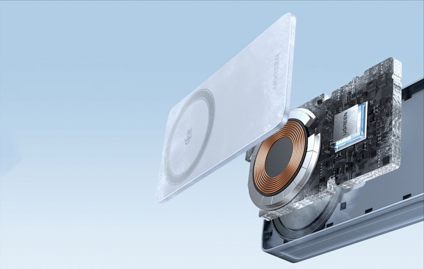 Incarcator Retea Wireless UGREEN MagFlow 2in1, 25W, Albastru