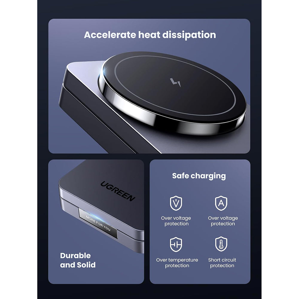 Incarcator Retea Wireless UGREEN W528 2in1, 20W, 1.67A, Negru