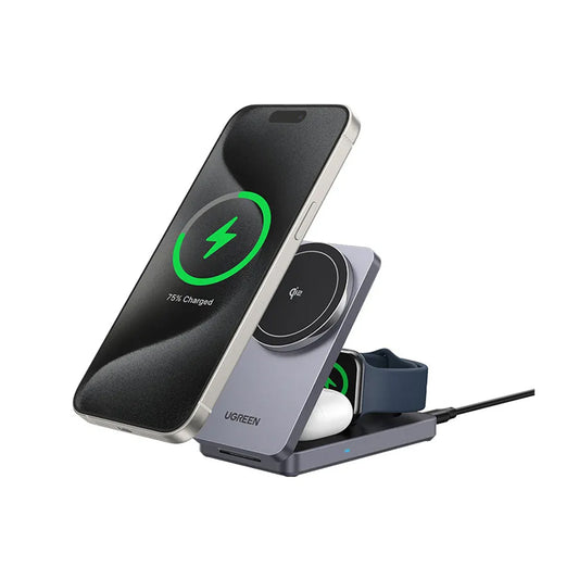 Incarcator Retea Wireless UGREEN W707 3in1, 25W, 1.67A, Gri