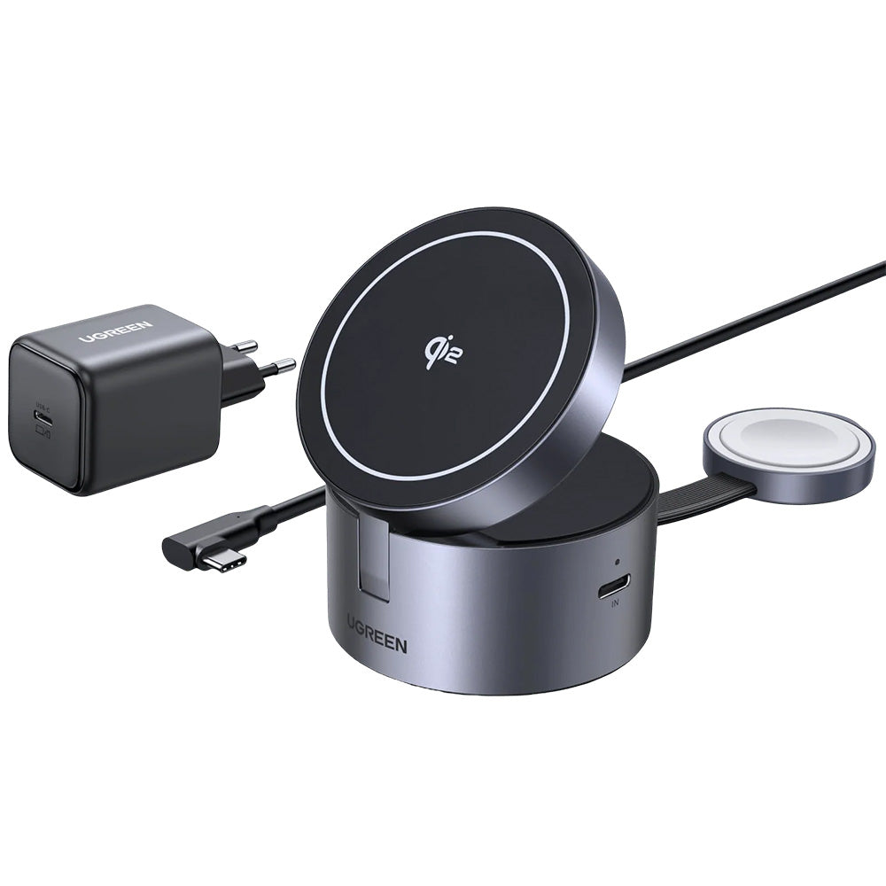 Incarcator Retea Wireless UGREEN W712 (65148) 3in1, 25W, 1.67A, Gri