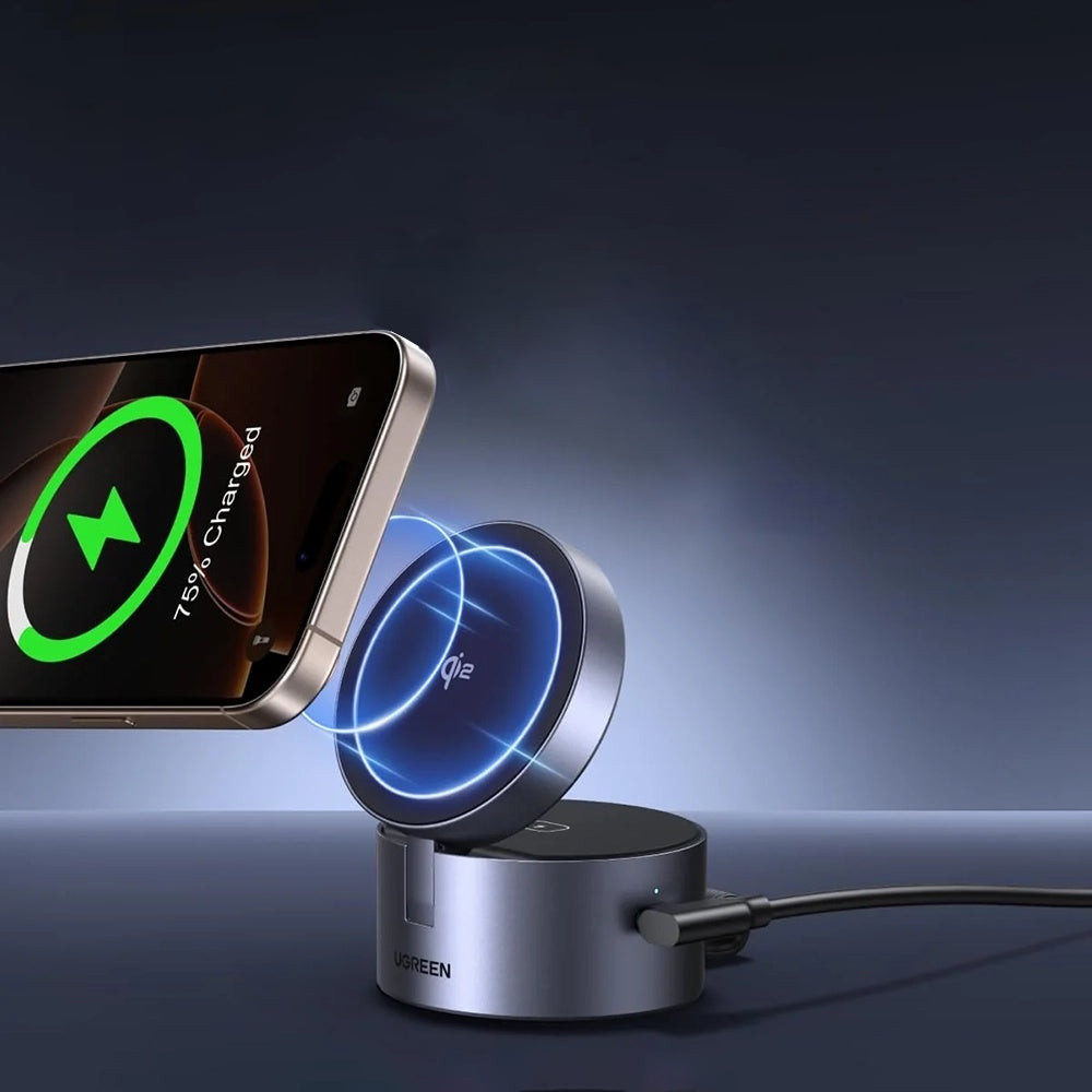 Incarcator Retea Wireless UGREEN W712 (65148) 3in1, 25W, 1.67A, Gri