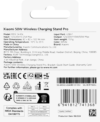 Incarcator Retea Wireless Xiaomi Stand Pro, 50W, Alb BHR7560GL