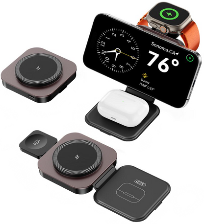 Incarcator Retea Wireless XO Design CX035 3in1, 15W, 1.67A, Negru, Resigilat