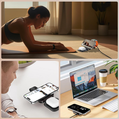 Incarcator Retea Wireless XO Design CX035 3in1, 15W, 1.67A, Negru