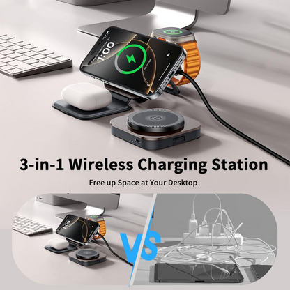 Incarcator Retea Wireless XO Design CX035 3in1, 15W, 1.67A, Negru, Resigilat