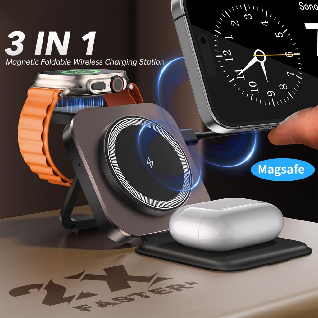 Incarcator Retea Wireless XO Design CX035 3in1, 15W, 1.67A, Negru, Resigilat