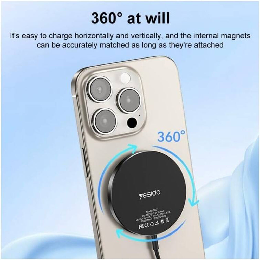 Incarcator Retea Wireless Yesido DS21, 15W, 1.67A, Negru