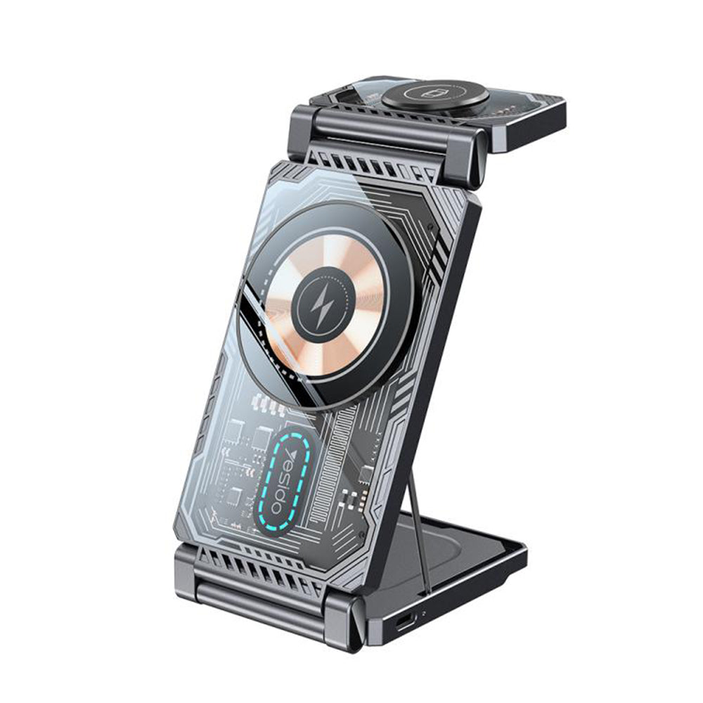 Incarcator Retea Wireless Yesido DS25 3in1, 15W, 1.67A, Negru