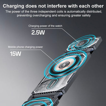 Incarcator Retea Wireless Yesido DS25 3in1, 15W, 1.67A, Negru