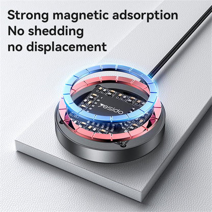 Incarcator Retea Wireless Yesido DS28 Display, 15W, 1.67A, Negru