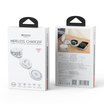 Incarcator Retea Wireless Yesido DS29 5in1, 15W, 1.67A, Alb