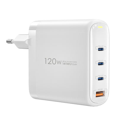 Incarcator Retea WiWu Wi-U020, 120W, 3A, 1 x USB-A - 3 x USB-C, Alb