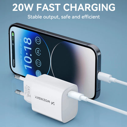 Incarcator Retea WZK WGWCCW, 20W, 3A, 1 x USB-C, Alb