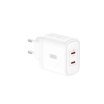 Incarcator Retea XO Design CE08, 50W, 3A, 2 x USB-C, Alb