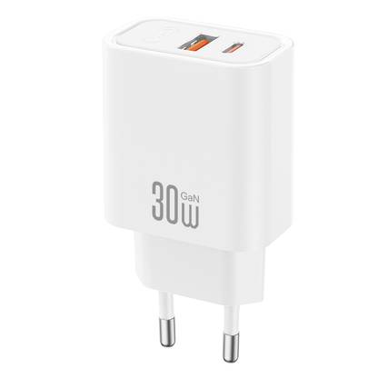 Incarcator Retea XO Design CE42, 30W, 3A, 1 x USB-A - 1 x USB-C, Alb