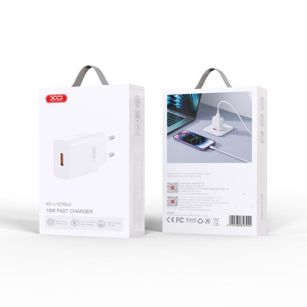 Incarcator Retea XO Design L127, 18W, 3A, 1 x USB-A, Alb