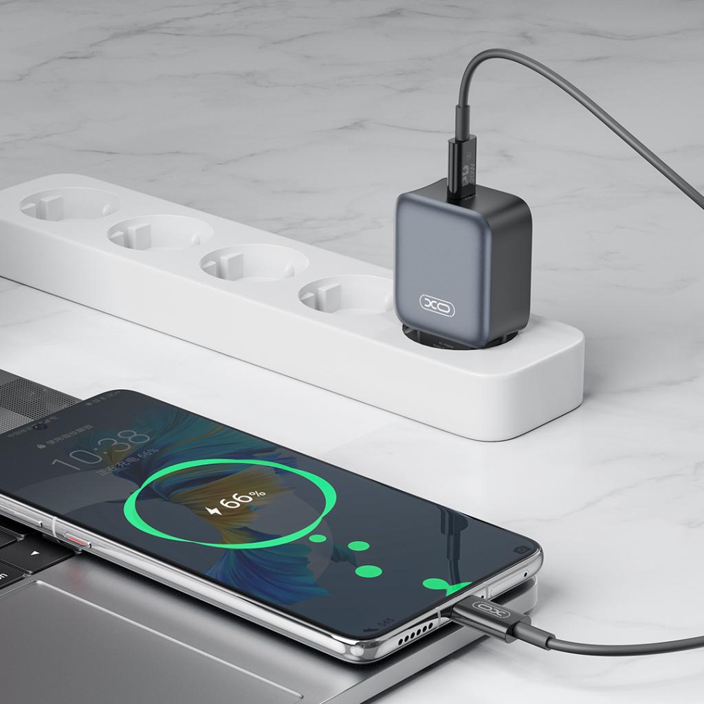 Incarcator Retea XO Design L155, 30W, 3A, 1 x USB-C, Negru