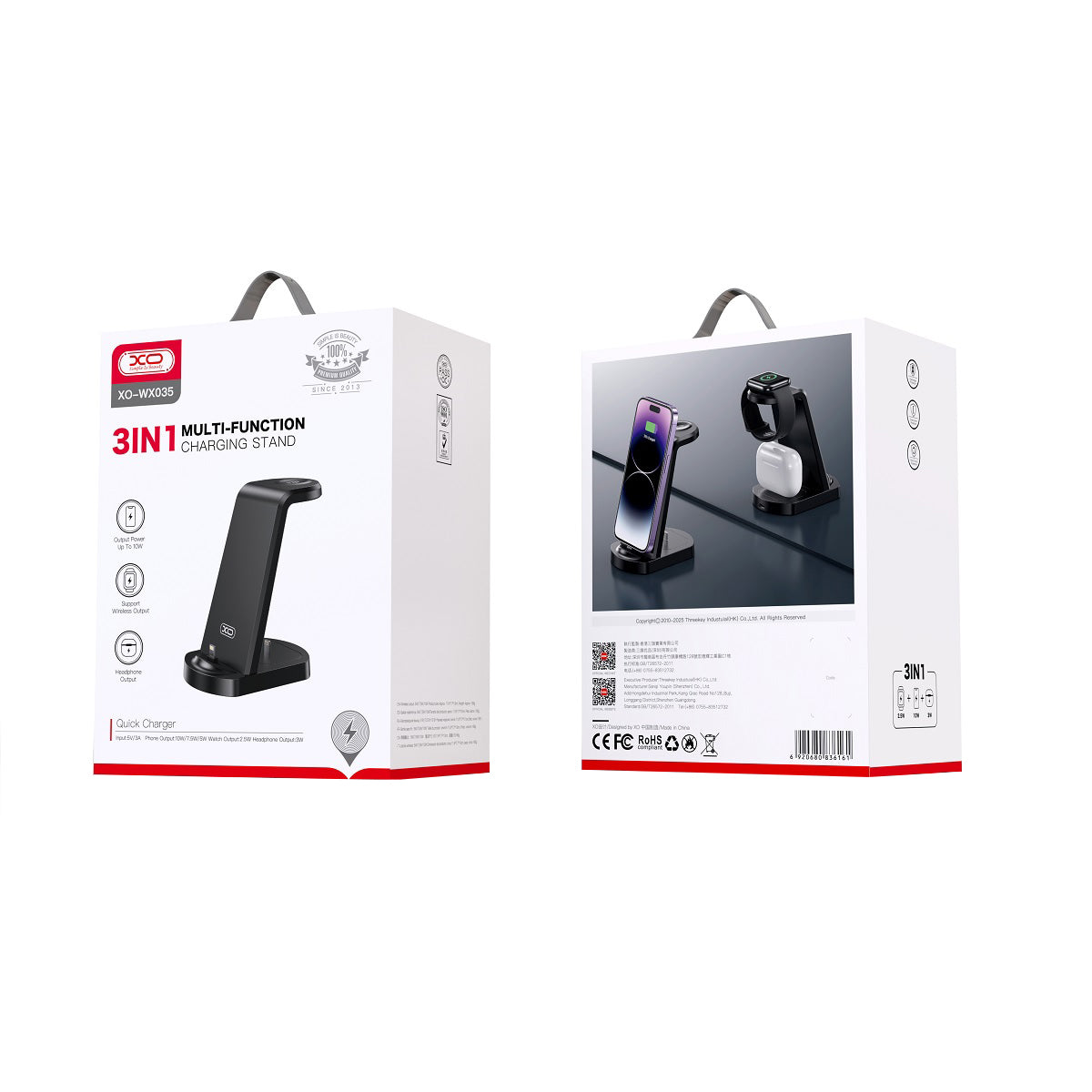 Incarcator Retea XO Design WX035 3in1, 15W, 2A, Negru