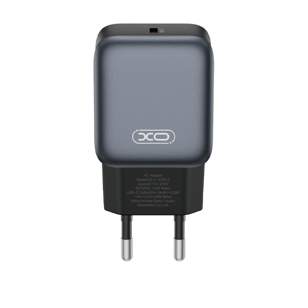 Incarcator Retea XO Design L153, 20W, 3A, 1 x USB-C, Negru