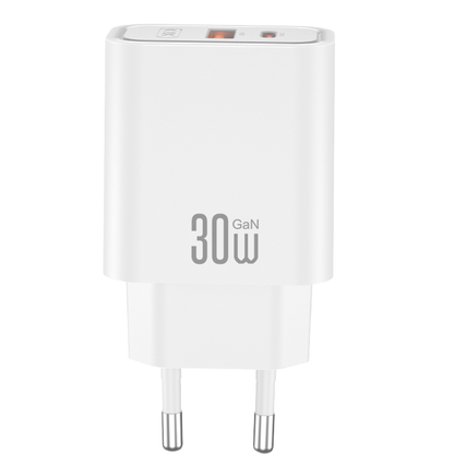 Incarcator Retea XO Design CE42, 30W, 3A, 1 x USB-A - 1 x USB-C, Alb
