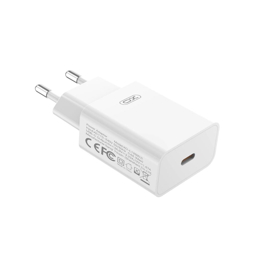 Incarcator Retea XO Design L126, 20W, 3A, 1 x USB-C, Alb