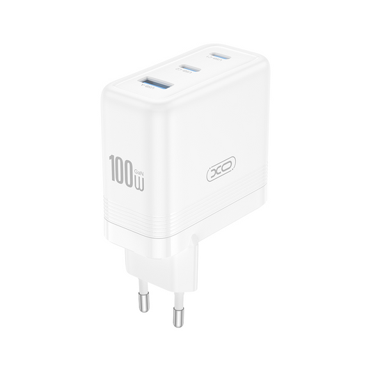 Incarcator Retea XO Design CE35, 100W, 5A, 1 x USB-A - 2 x USB-C, Alb