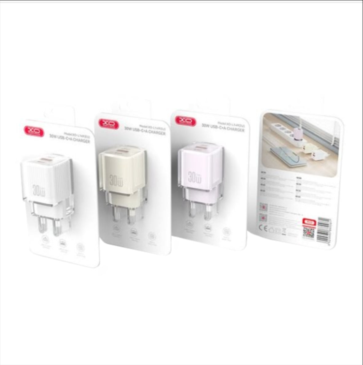 Incarcator Retea XO Design L149, 30W, 3A, 1 x USB-A - 1 x USB-C, Alb