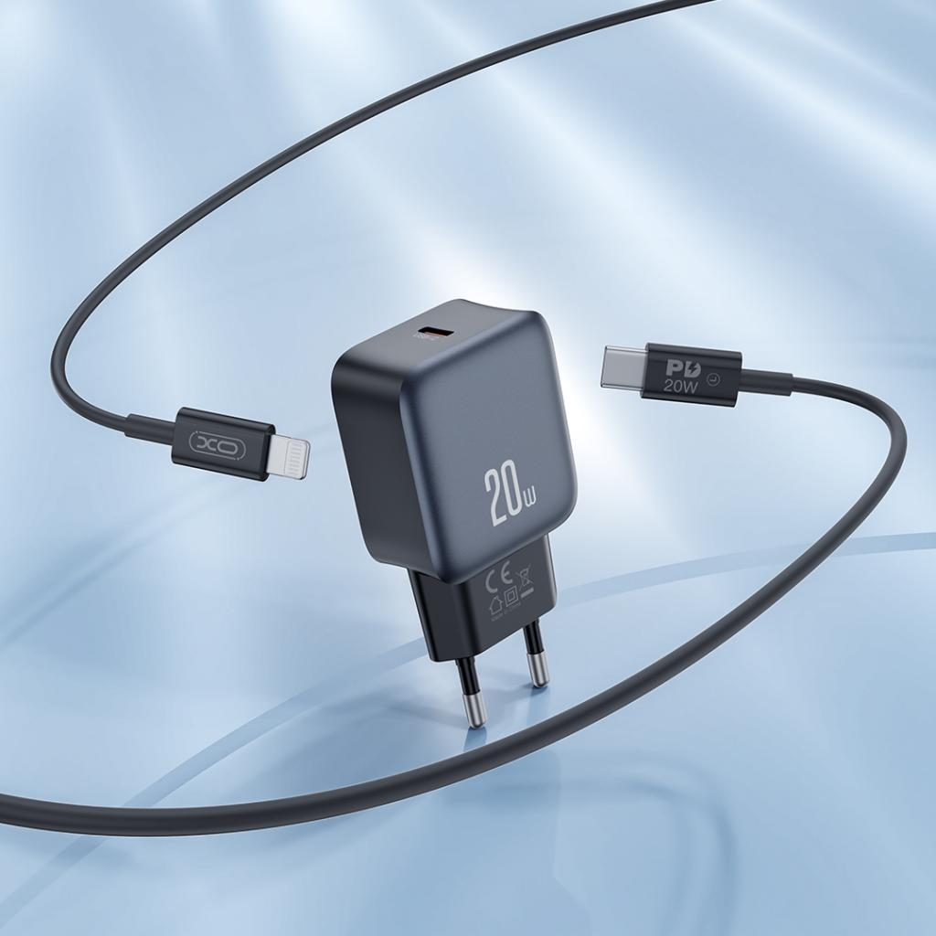 Incarcator Retea XO Design L153, 20W, 3A, 1 x USB-C, Negru