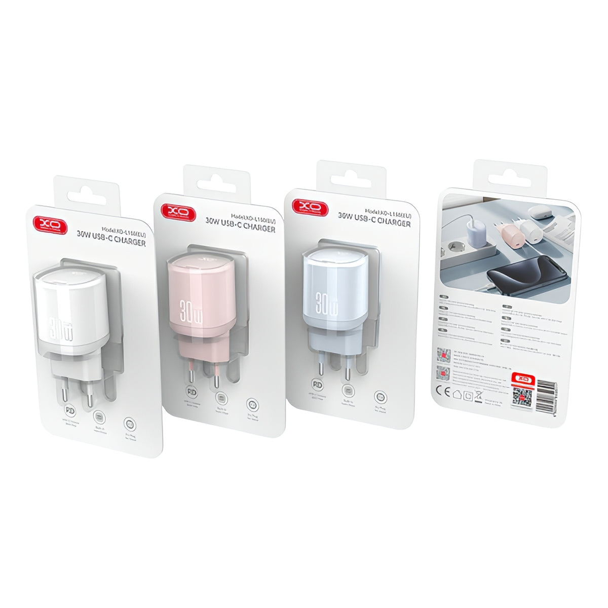 Incarcator Retea XO Design L150, 30W, 3A, 1 x USB-C, Alb