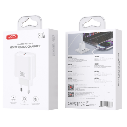 Incarcator Retea XO Design CE41, 30W, 3A, 1 x USB-C, Alb