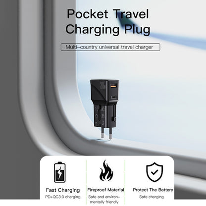 Incarcator Retea Yesido MC17 Travel, 20W, 3A, 1 x USB-A - 1 x USB-C, Negru
