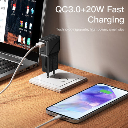 Incarcator Retea Yesido MC17 Travel, 20W, 3A, 1 x USB-A - 1 x USB-C, Negru
