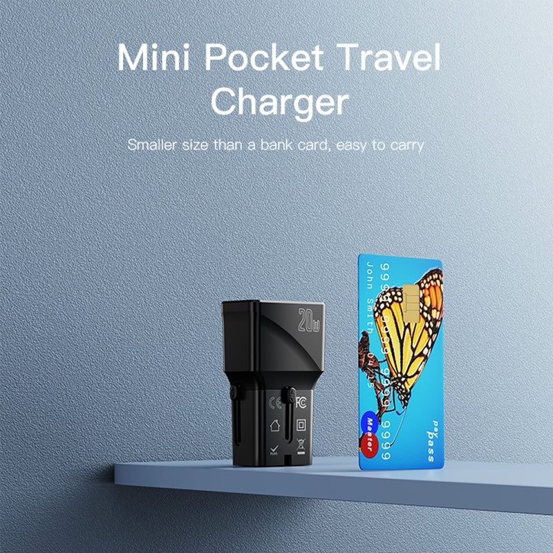 Incarcator Retea Yesido MC17 Travel, 20W, 3A, 1 x USB-A - 1 x USB-C, Negru