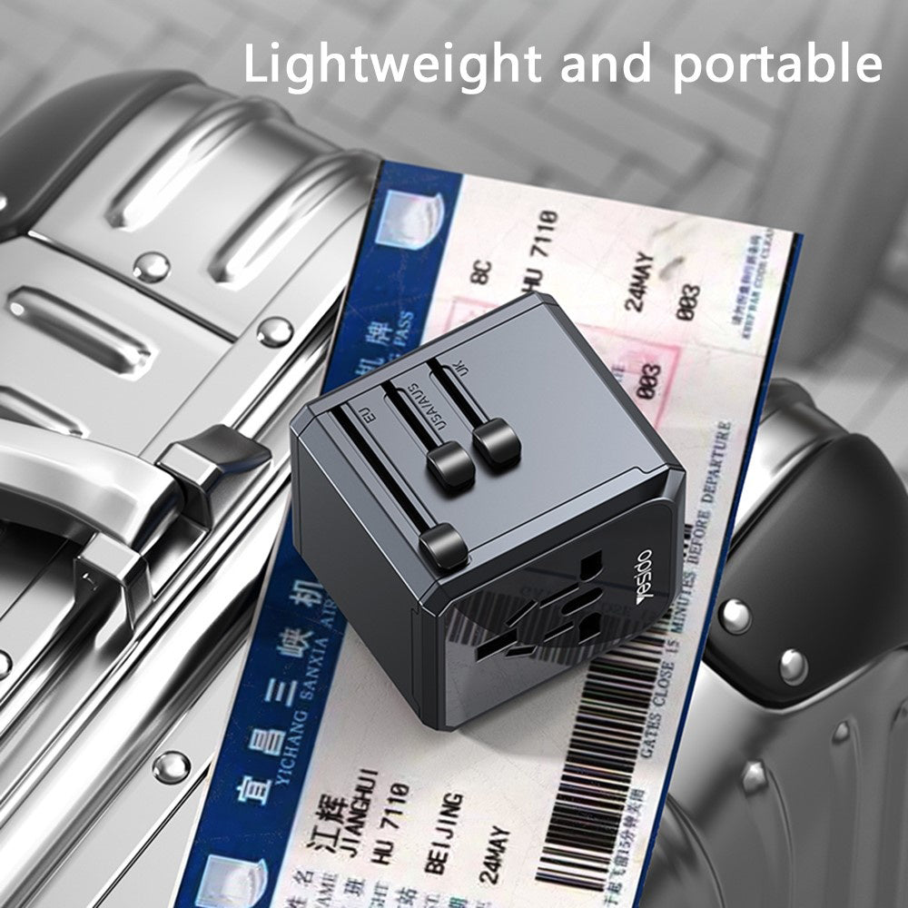 Incarcator Retea Yesido MC24 Travel, 20W, 3A, 3 x USB-A - 1 x USB-C, Negru