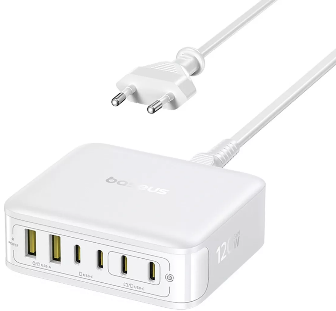 Incarcator Statie Baseus EnerFill FH21, 120W, 2 x USB-A - 4 x USB-C, Alb E0120T01