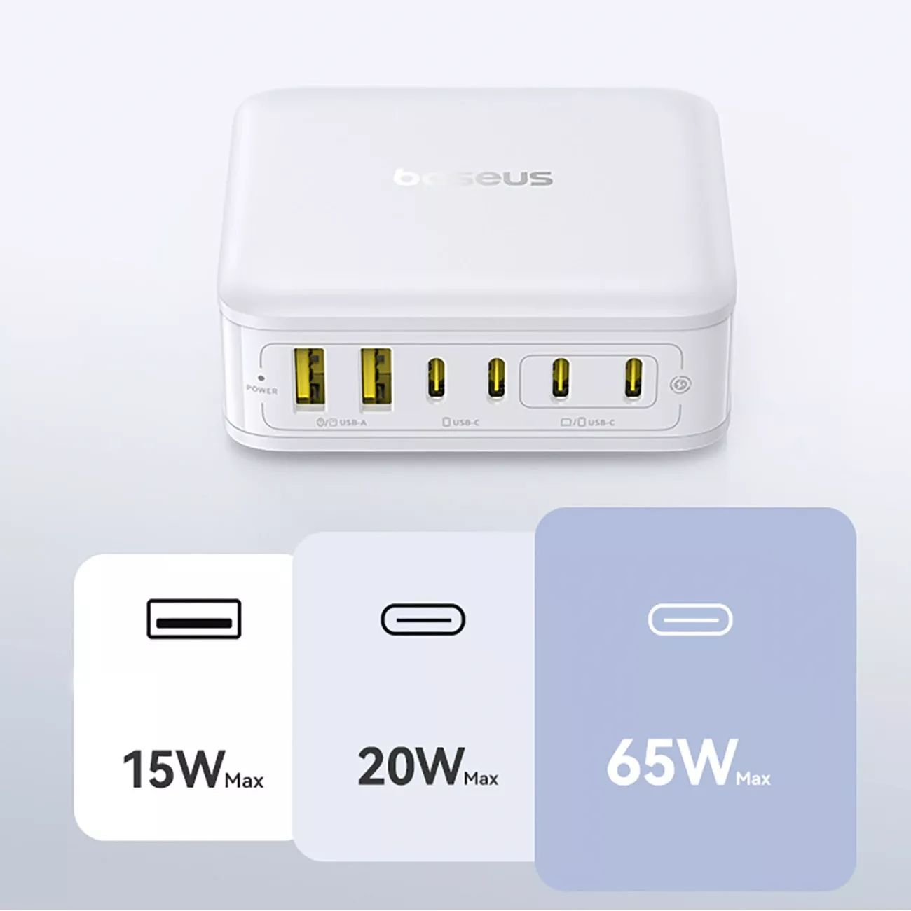 Incarcator Statie Baseus EnerFill FH21, 120W, 2 x USB-A - 4 x USB-C, Alb E0120T01