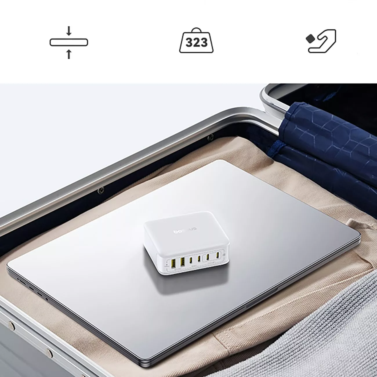 Incarcator Statie Baseus EnerFill FH21, 120W, 2 x USB-A - 4 x USB-C, Alb E0120T01