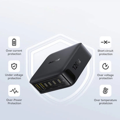 Incarcator Statie Baseus EnerFill FH21, 120W, 3.25A, 2 x USB-A - 4 x USB-C, Negru E0120T00