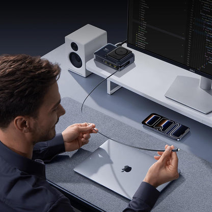 Incarcator Statie Baseus Nomos NH21 QI 5in1, 160W, 5A, 1 x USB-A - 2 x USB-C, Negru E0121700