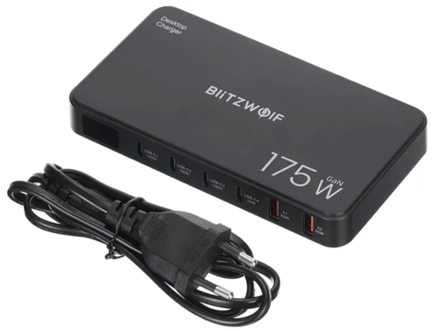 Incarcator Statie BlitzWolf BW-S30, 175W, 5A, 2 x USB-A - 4 x USB-C, Negru