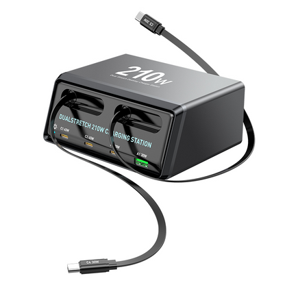 Incarcator Statie Cu Cablu USB-C OEM WLX-60E, 210W, 3A, 1 x USB-A - 3 x USB-C, Gri