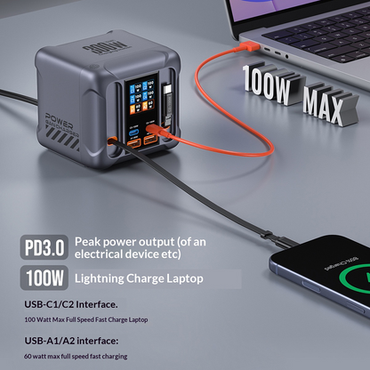 Incarcator Statie Cu Cablu USB-C OEM HW866, 300W, 5A, 2 x USB-A - 2 x USB-C, Gri