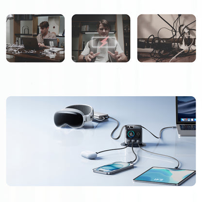 Incarcator Statie Cu Cablu USB-C Joyroom Podix JR-TRD01, 140W, 1 x USB-C - 2 x USB-A, Gri